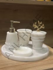 Beyaz Mermer Banyo Seti