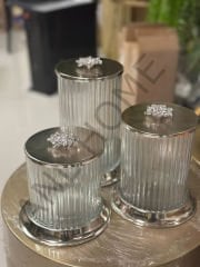 3 lü baharatlık takımı gümüş renk