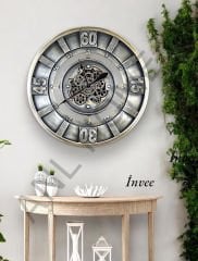 80 cm gümüş antik çarklı saat